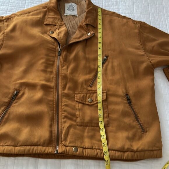 Urban Outfitters Men’s Brown Oversized Quilted Tencel Moto Jacket Size M - Picture 9 of 13